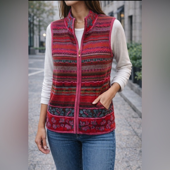 Coldwater Creek Jackets & Blazers - Vintage Coldwater Creek Sweater Cardigan Multicolor Floral Knit Vest Size small